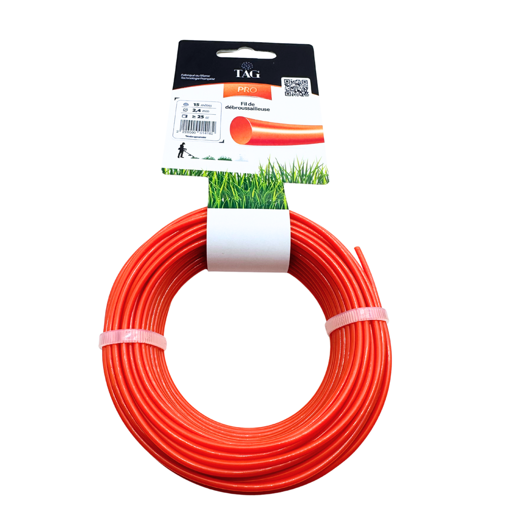FIL DEBROUSSAILLEUSE - TAG PRO ORANGE - 2.40 mm ROND (77 Grammes - 15 Mètres)