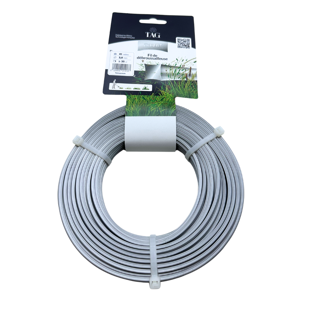 FIL DEBROUSSAILLEUSE - TAG EXPERT ARGENT - 3.00 mm CARRE (420 Grammes - 41 Mètres)