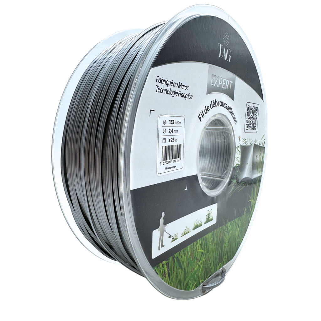 FIL DEBROUSSAILLEUSE - TAG EXPERT ARGENT - 2.40 mm CARRE (1 Kilogramme - 152 Mètres)