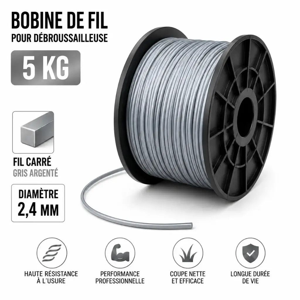 FIL DEBROUSSAILLEUSE - TAG EXPERT ARGENT - 2.40 mm CARRE - 760 Mètres ( Format 5 Kg )