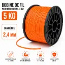 FIL DEBROUSSAILLEUSE - TAG PRO ORANGE - 2.40 mm ROND (5 Kilogrammes - 970 Mètres)