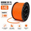 FIL DEBROUSSAILLEUSE - TAG PRO ORANGE - 3.00 mm ROND (5 Kilogrammes -  620 Mètres)