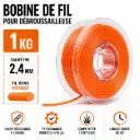 FIL DEBROUSSAILLEUSE - TAG PRO ORANGE - 2.40 mm ROND (1 Kilogrammes - 194 Mètres)